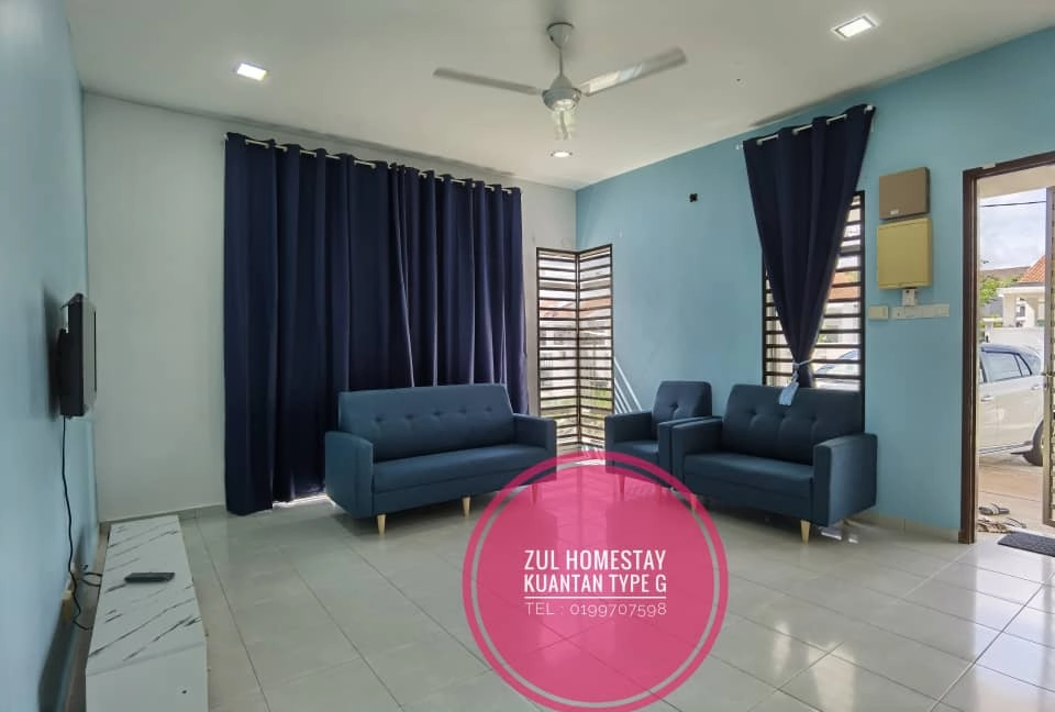 ruang tamu utama zul homestay kuantan kotasas type g